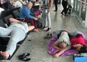 passengers sleeping at heathrow