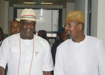 Ogbeide-Ihama Omoregie (left) with Mr. Folorusho Coker on domestic tourism