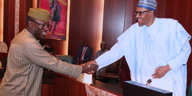 President Muhammadu Buhari welcoming Dr Kayode Fayemi