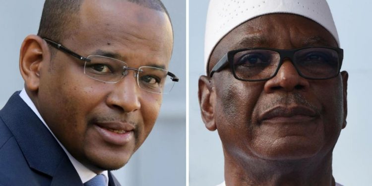 Malian Prime Minister, Boubou Cisseand (left) and President Ibrahim Boubacar Keita