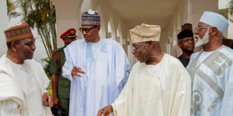 Buhari with former Nigerian leaders