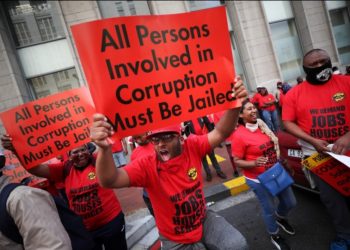 South Africa trade unions protest job losses