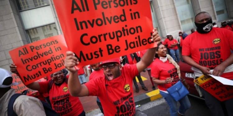 South Africa trade unions protest job losses