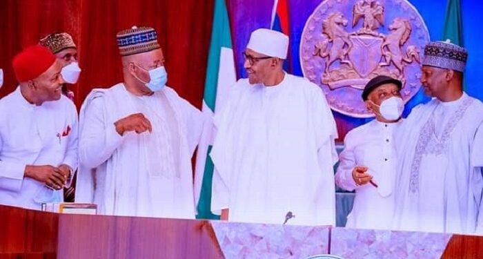 Akpabio with Buhari and Other Ministers