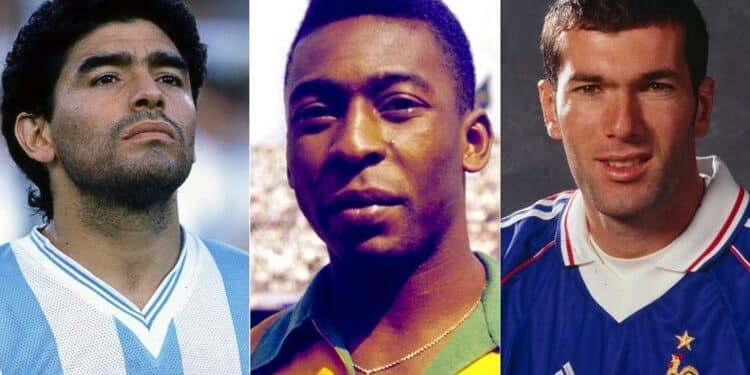 Maradona, Pele and Zidane football World Cup heroes