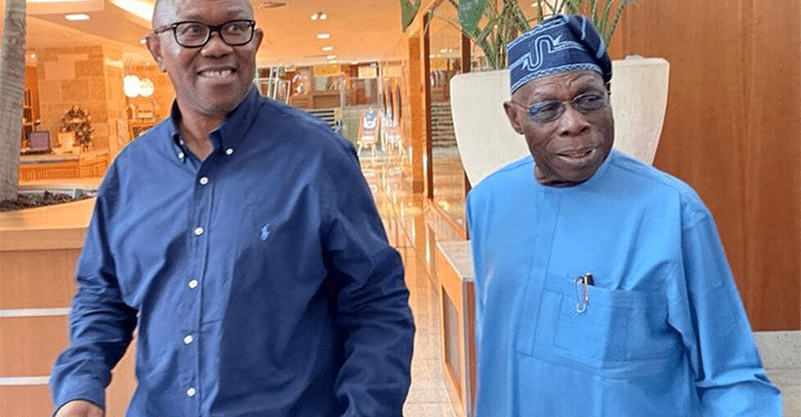 Olusegun Obasanjo with Peter Obi