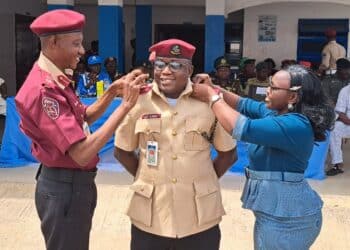 CRC Samson Dairo being decorated by FRSC