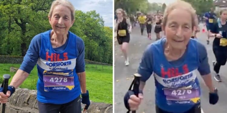Old woman completes marathon