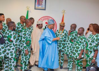Senate President Godswill Akpabio addressing members of the Nigeria Scrabble Federation