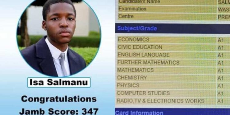 Intelligent Nigerian Boy Isa Salmanu Smashes WAEC With 9As, Scores 347 in JAMB-UTME