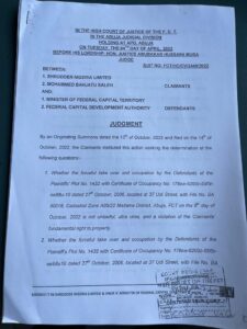 Court judgement on Shrodder Nigeria Limited