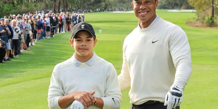 Tiger Woods with his son, Charlie Woods