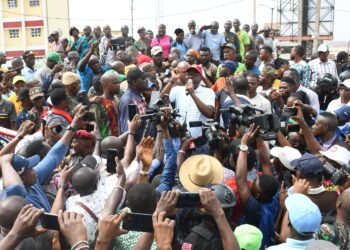 Seyi Makinde with Labour Union protest